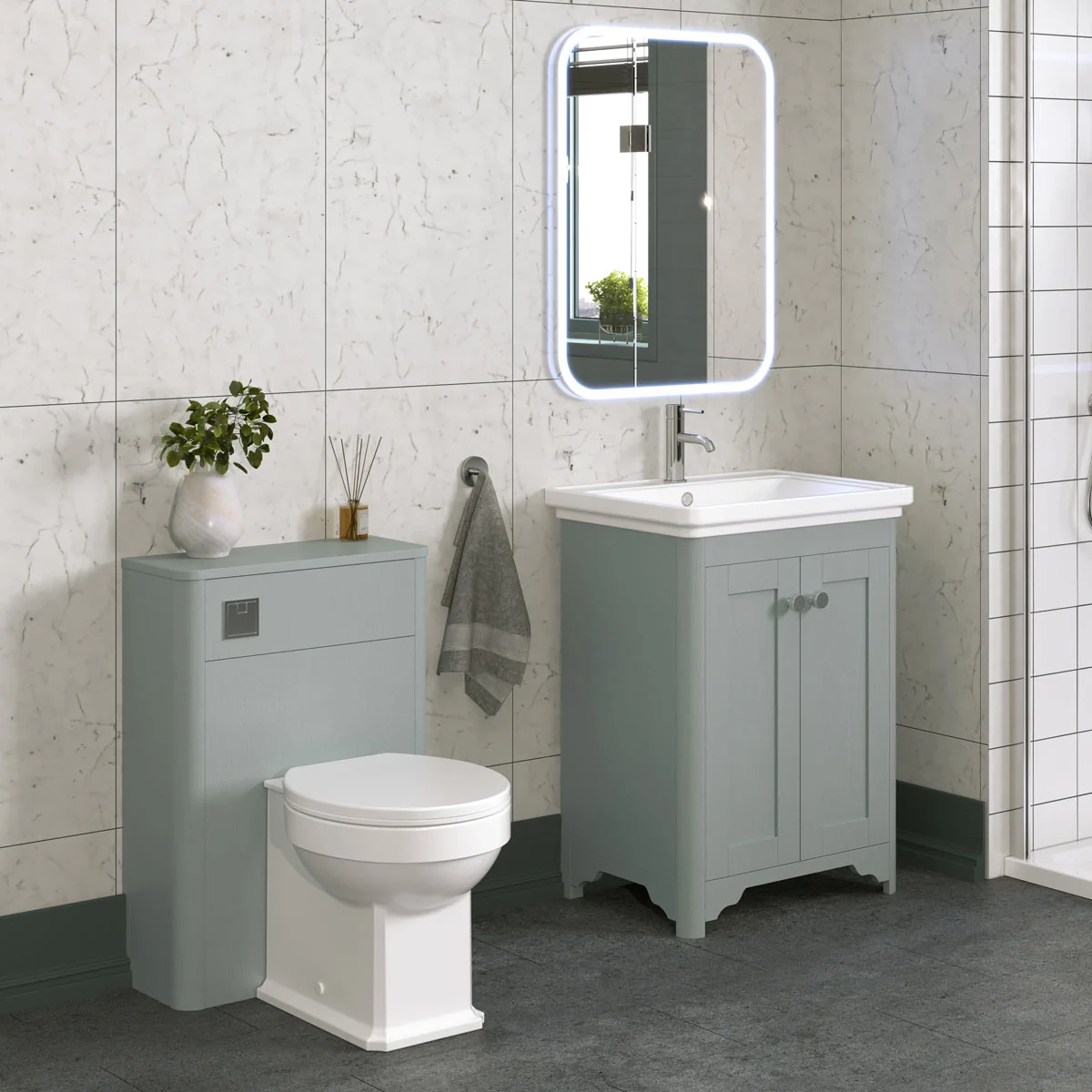 Country Vanity Unit & Basin Fjord Ash 600mm