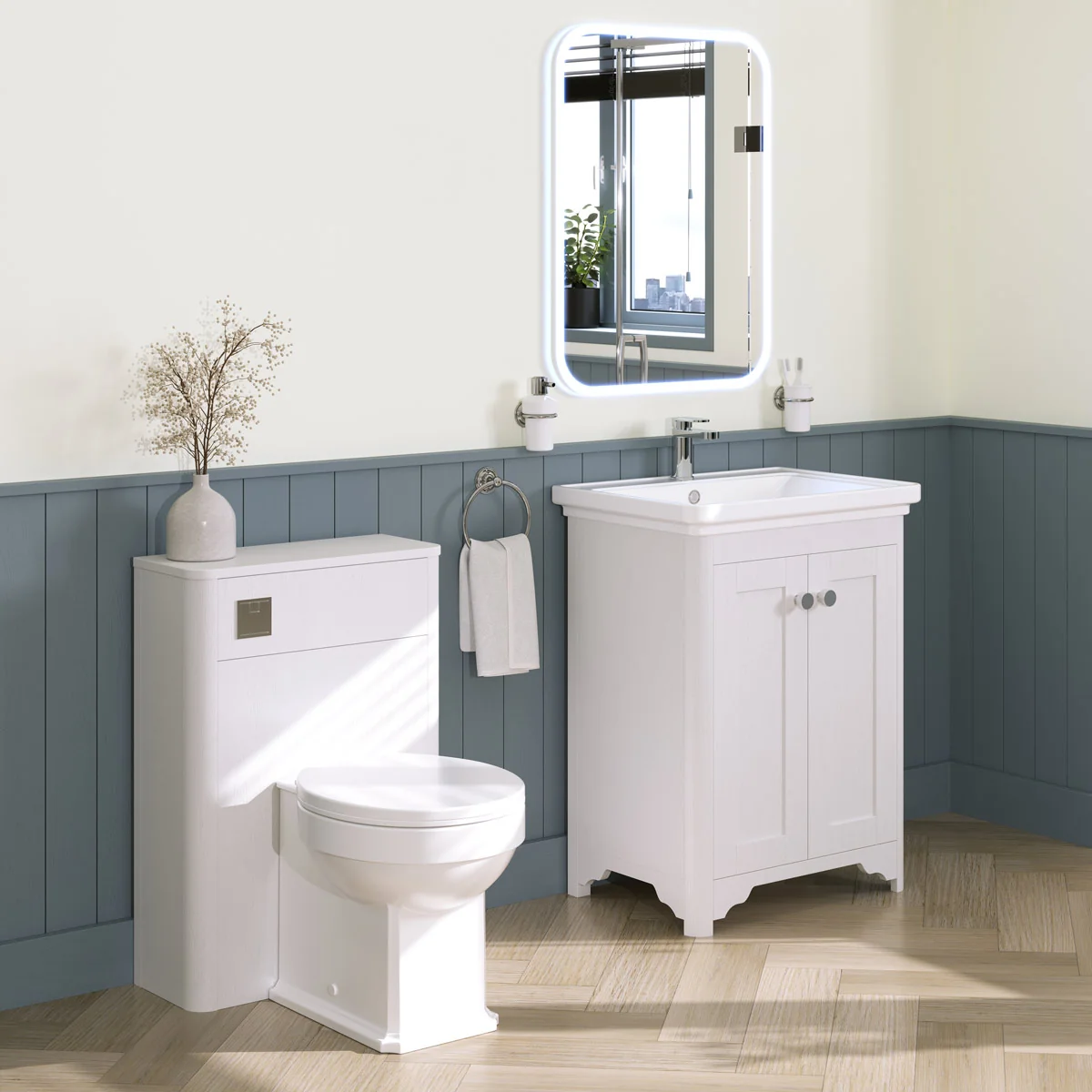 Country Back to Wall Toilet Unit White Ash 550mm