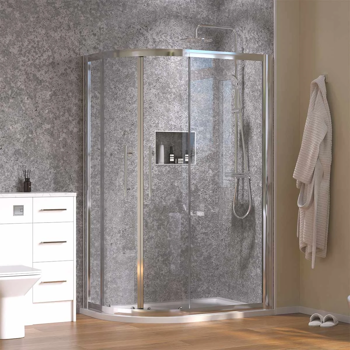 Coral 6mm Classic Quadrant Shower Enclosure with Shower Tray 1300 x 760mm Left Hand