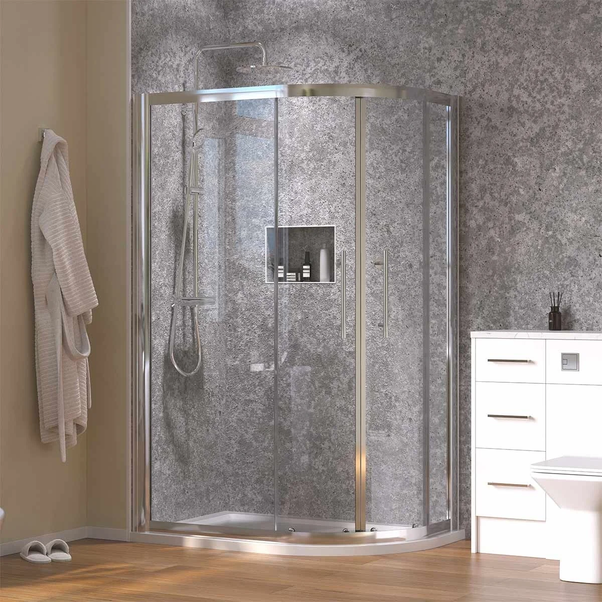 Coral 6mm Classic Quadrant Shower Enclosure with Shower Tray 1300 x 760mm Right Hand