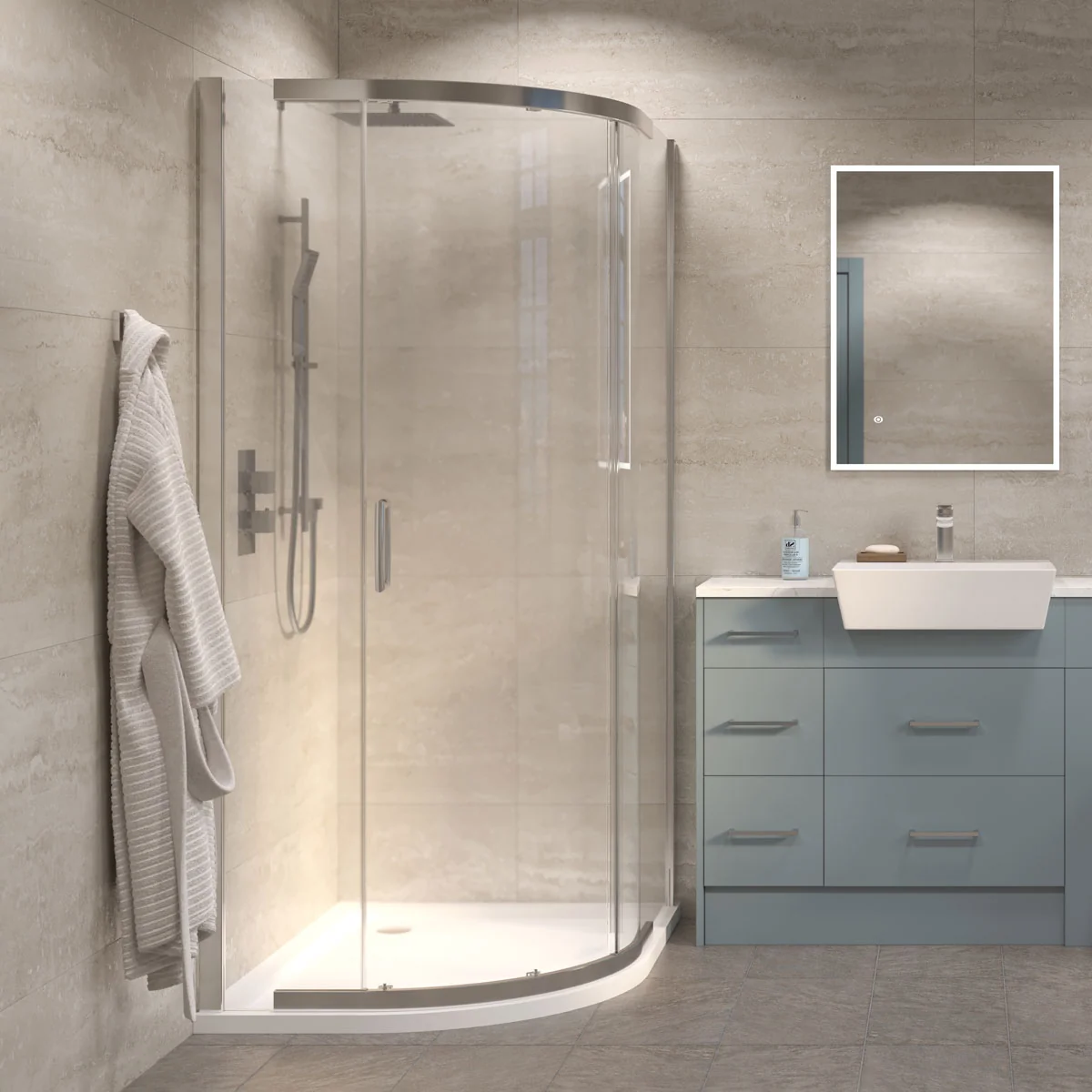 Deluxe 8mm Chrome Quadrant Shower Enclosure
