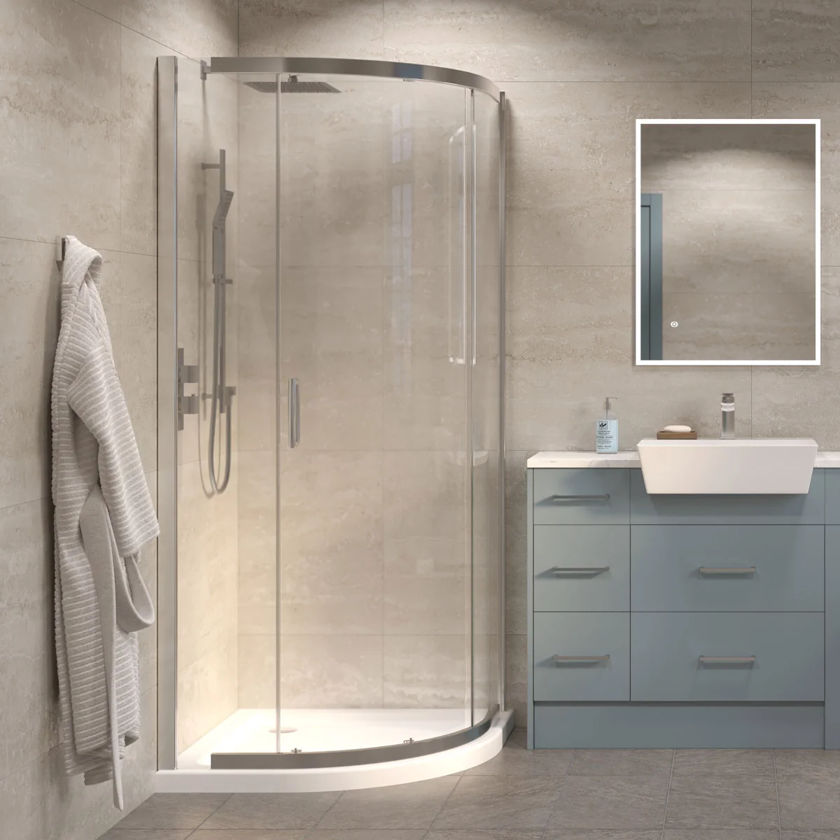 Dilusso 8mm Quadrant Shower Enclosure Chrome 900 x 900mm 