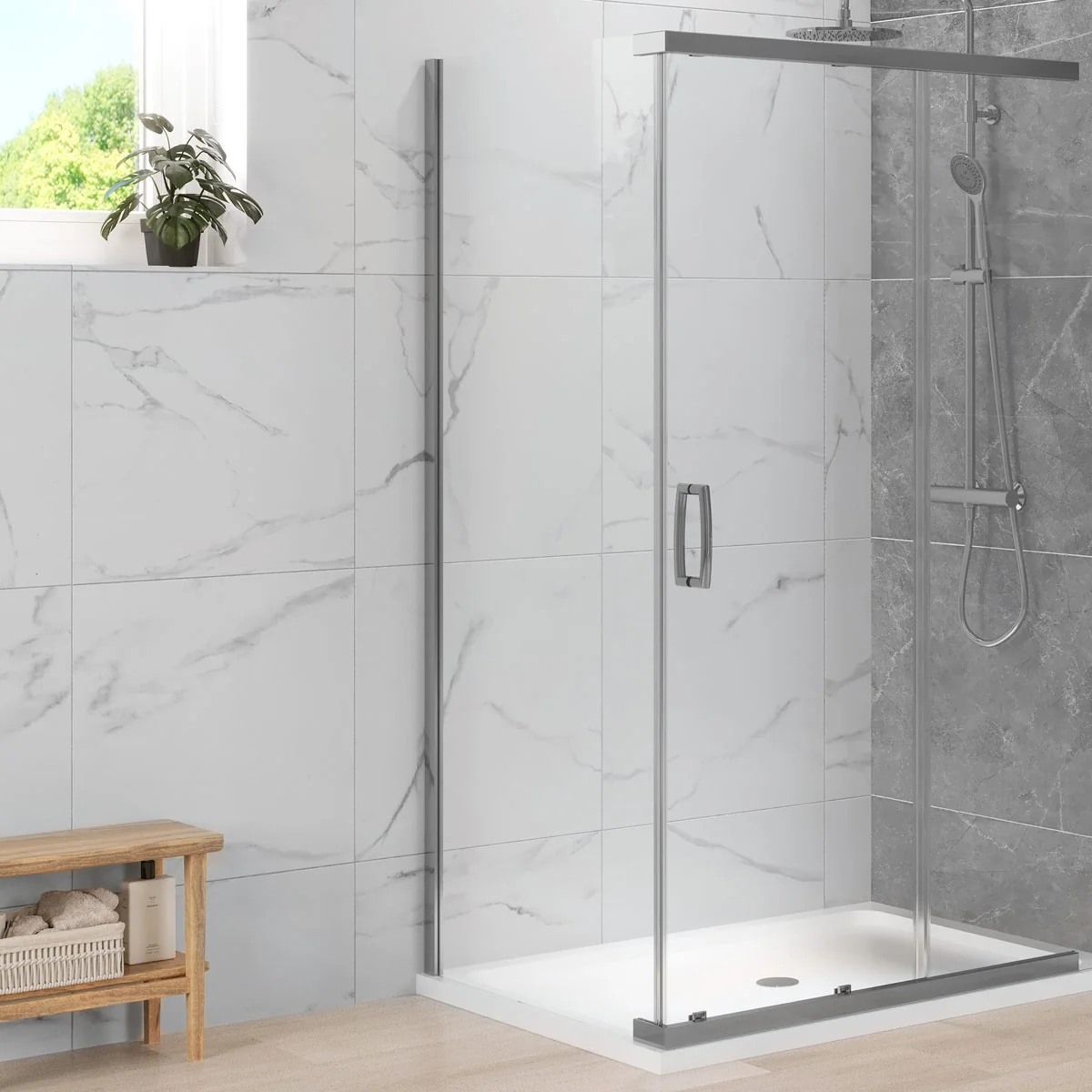 Dilusso 8mm Sliding Side Panel Polished Silver 700mm
