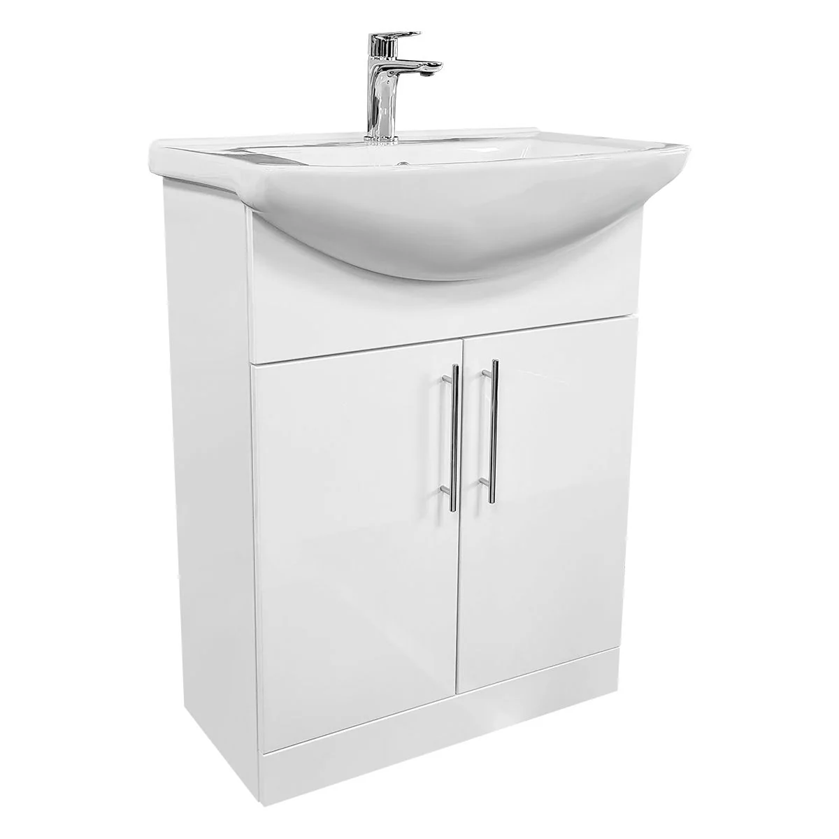 Glacier 2 650mm Vanity Unit & Basin White Gloss