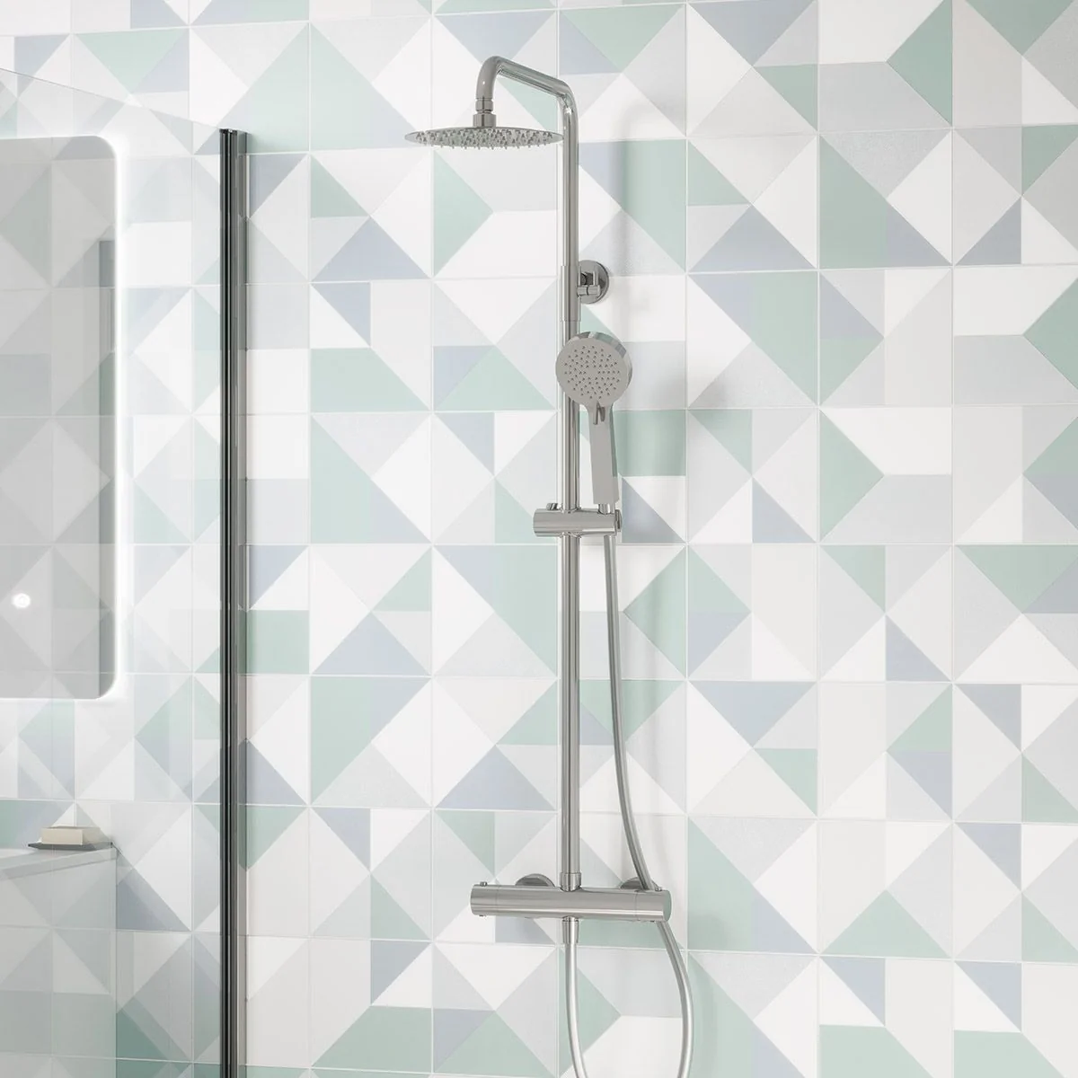 Globe Cool Touch Thermostatic Dual Function Bar Valve Shower System with Fixed Shower Head Chrome