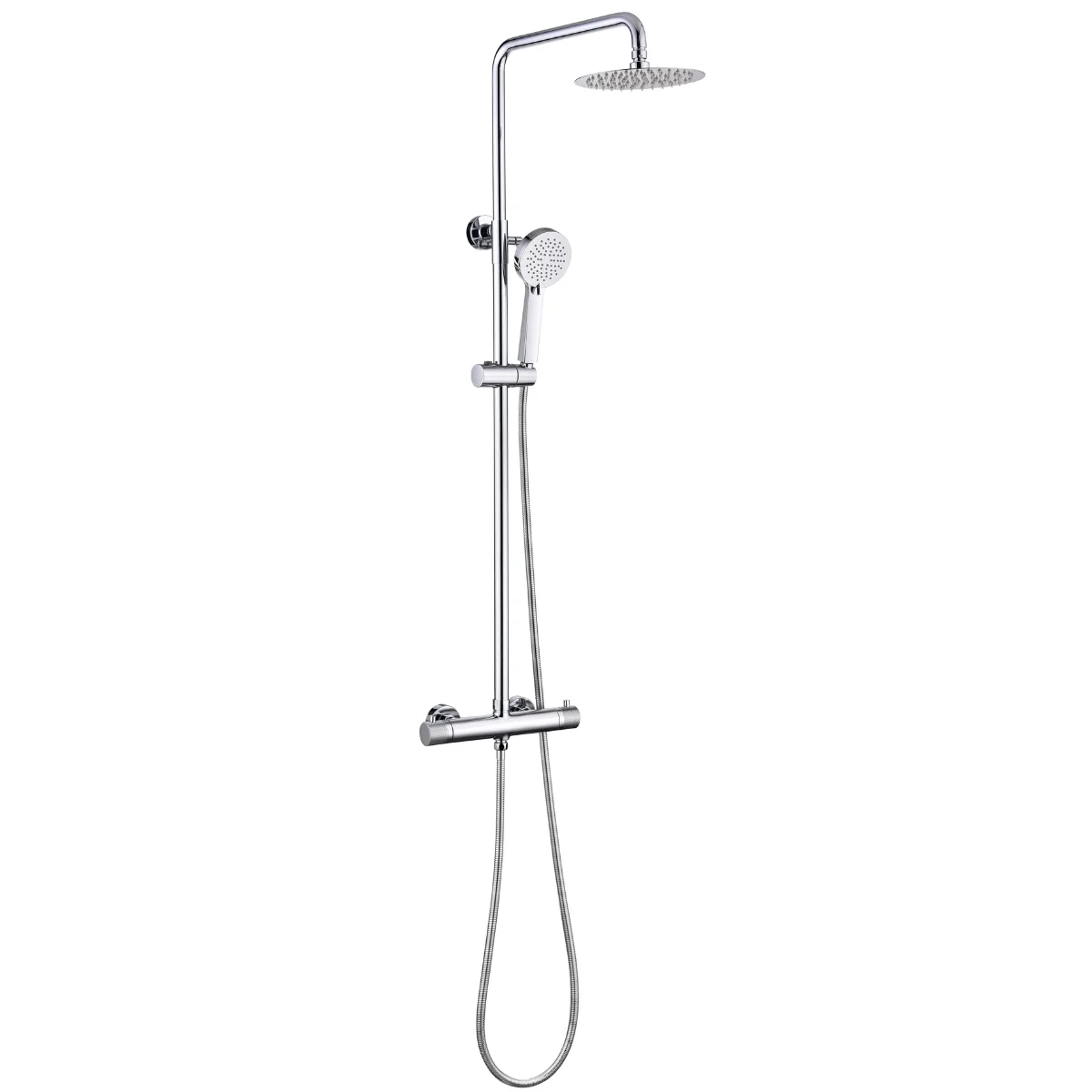 Globe Round Push Button Bar Valve Shower System Chrome