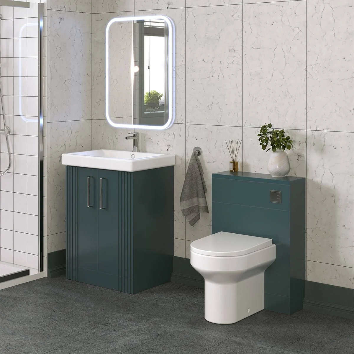 Groove Back to Wall Toilet Unit Matt Green 550mm