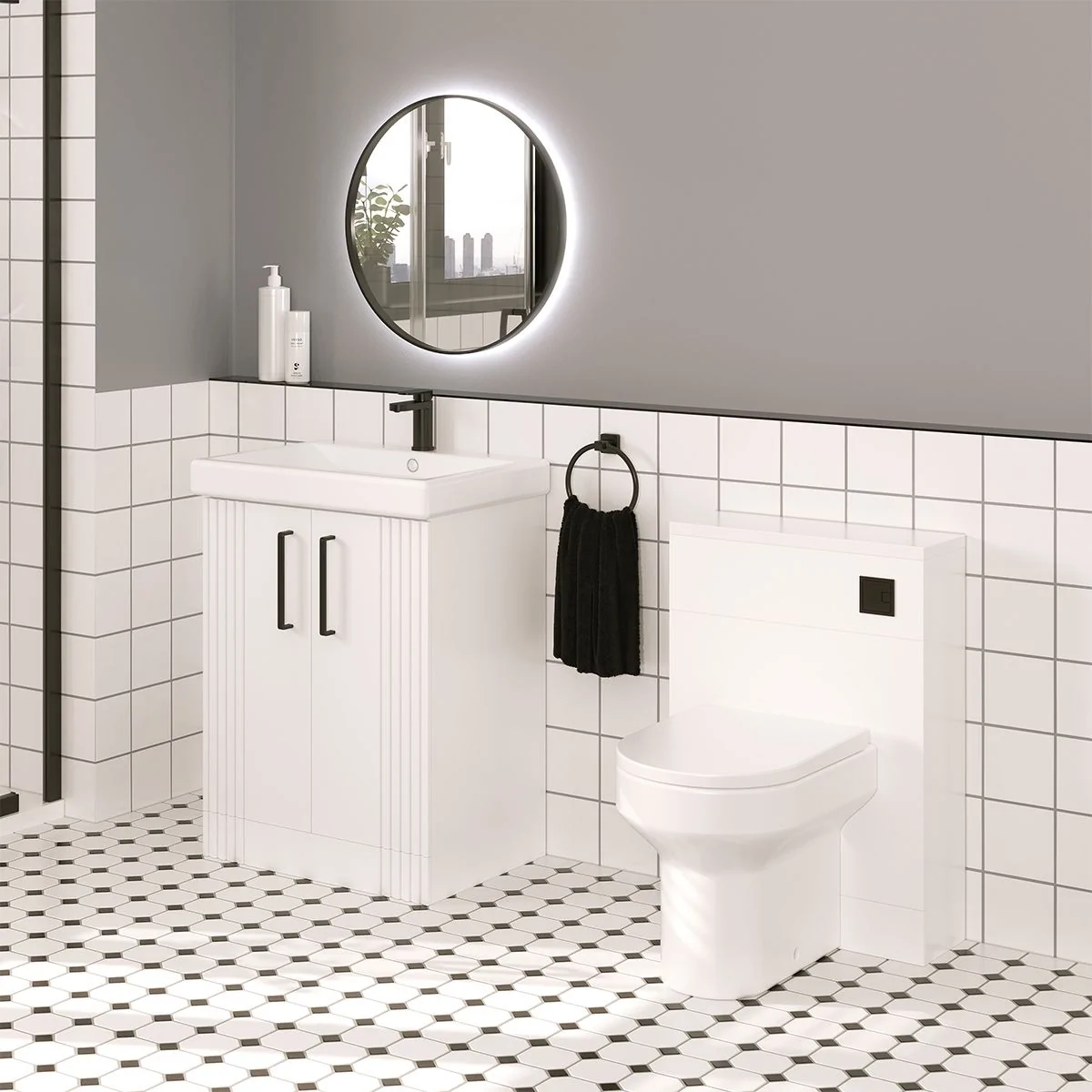 Groove Vanity Unit & Basin Matt White 600mm