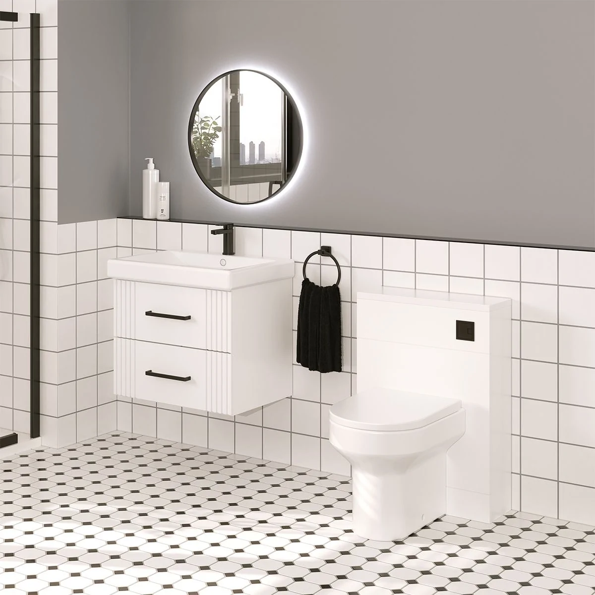 Groove Wall Hung Vanity Unit & Basin Matt White 500mm