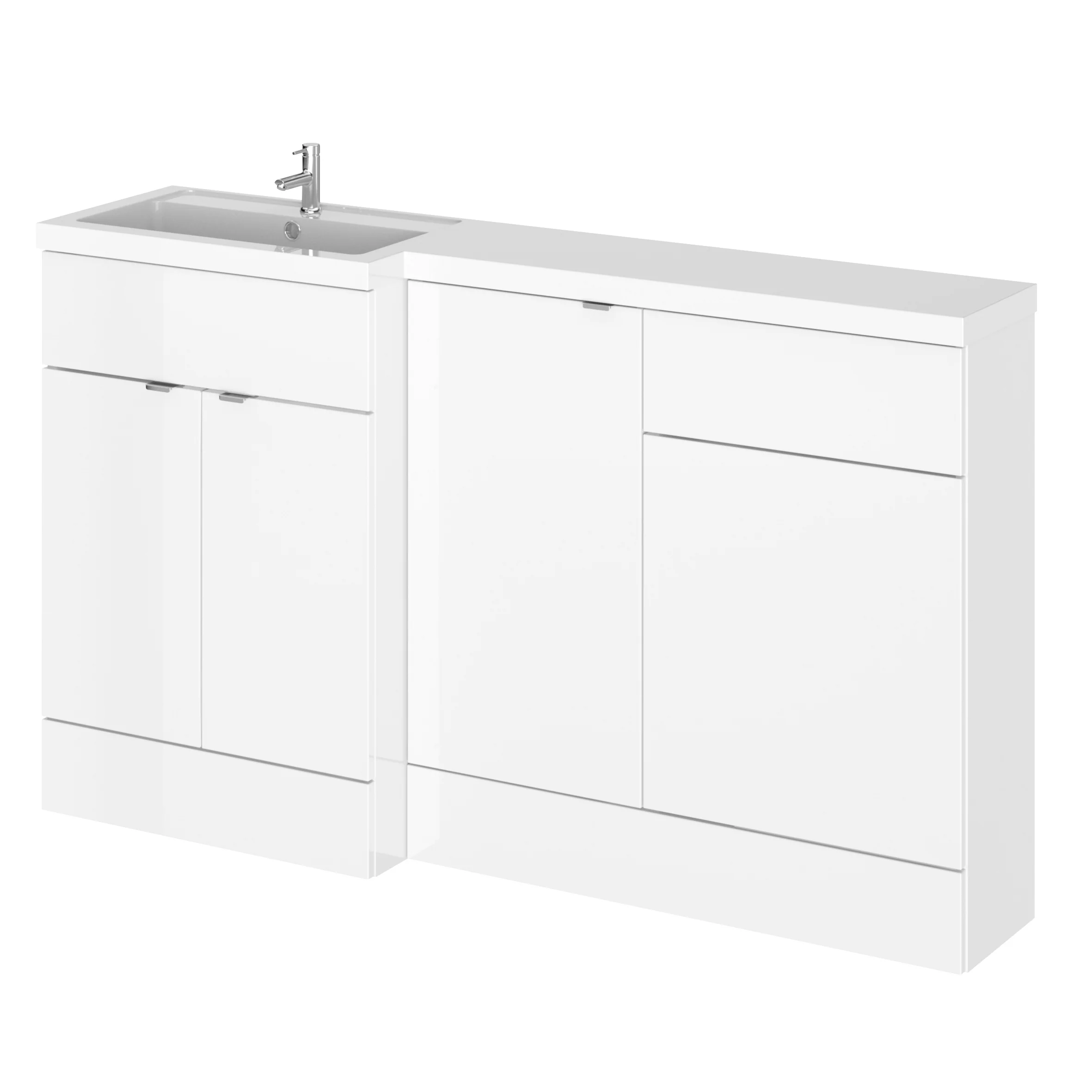 Hudson Reed Fusion Combination Furniture & Basin White Gloss 1505mm Left Hand Option A