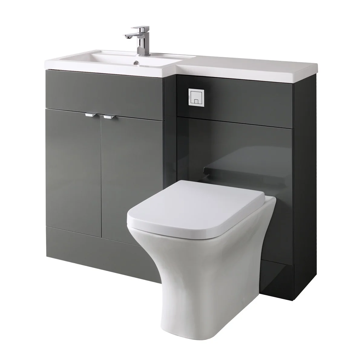 Hudson Reed Fusion Combination Furniture & Basin Grey Gloss 1005mm Left Hand