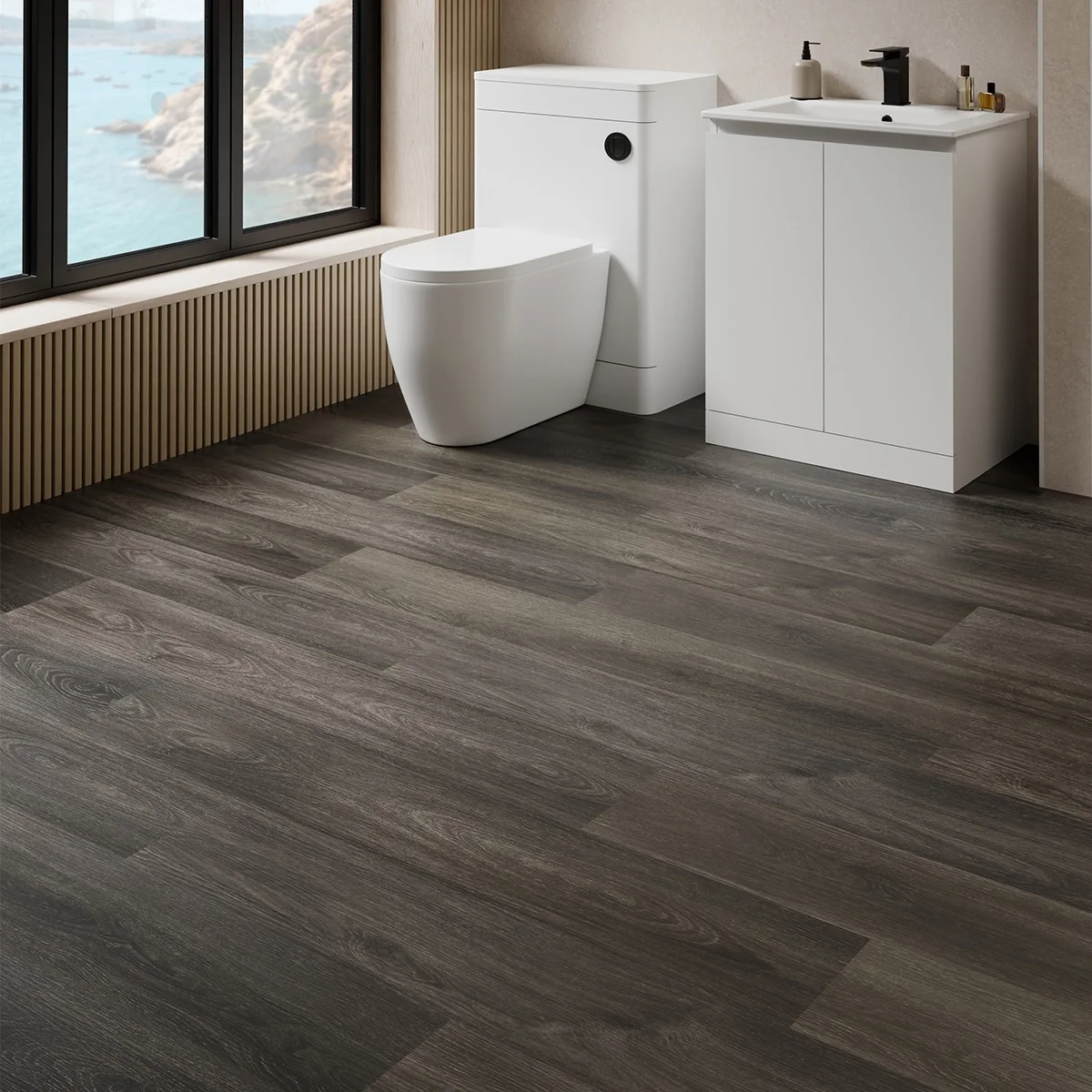 Hydro Step Click Flooring Black Ash Roomset