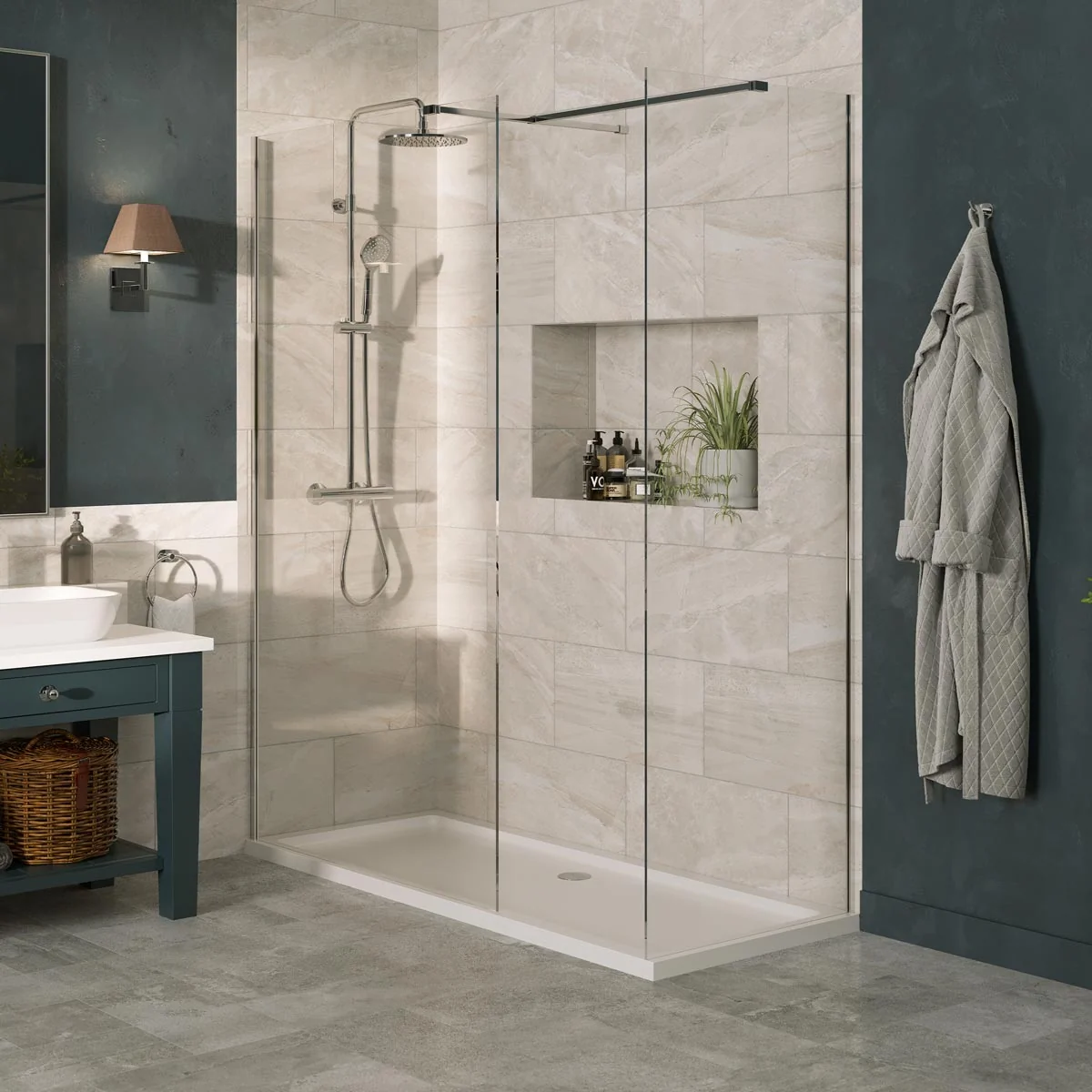 Coral 8mm Wet Room Clear Glass Shower Panel Chrome 1000mm