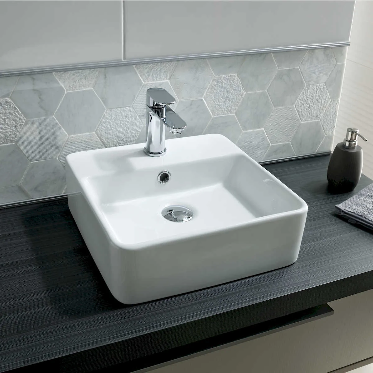 Lecico Poppy 1 Tap Hole Freestanding Square Basin 380mm