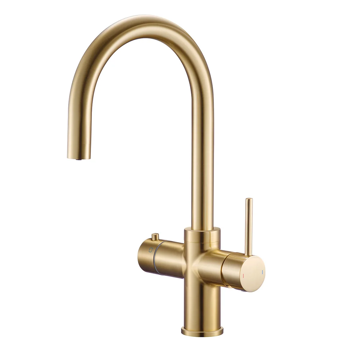 Lumera 4 in 1 Instant Boiling Water Kitchen Mixer Tap Brushed Brass with Boiler & Filter