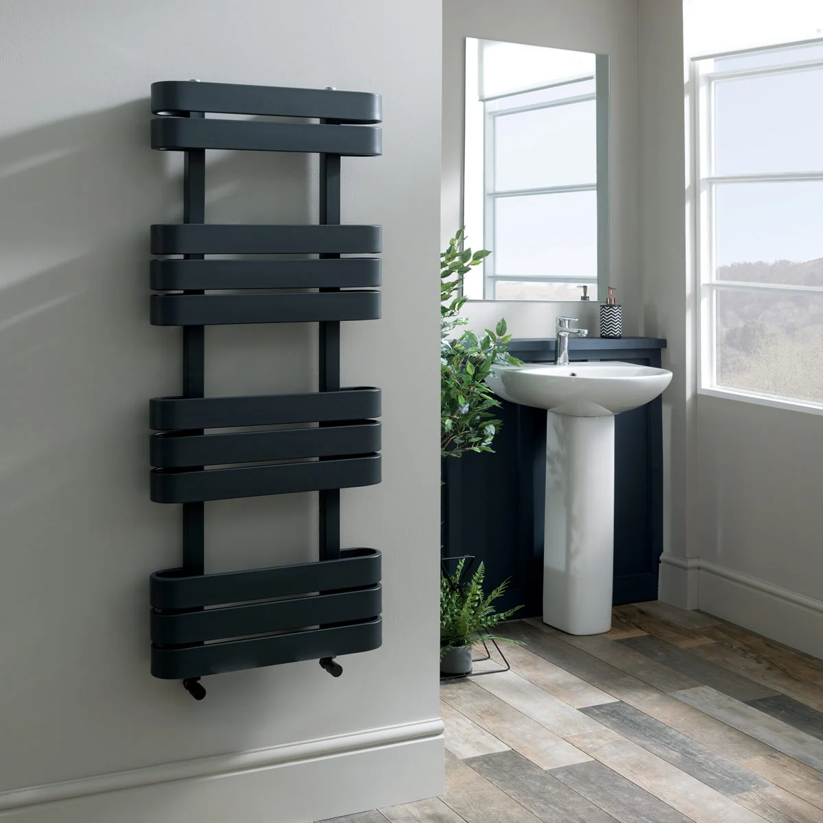 Mimas Designer Radiator Anthracite Roomset