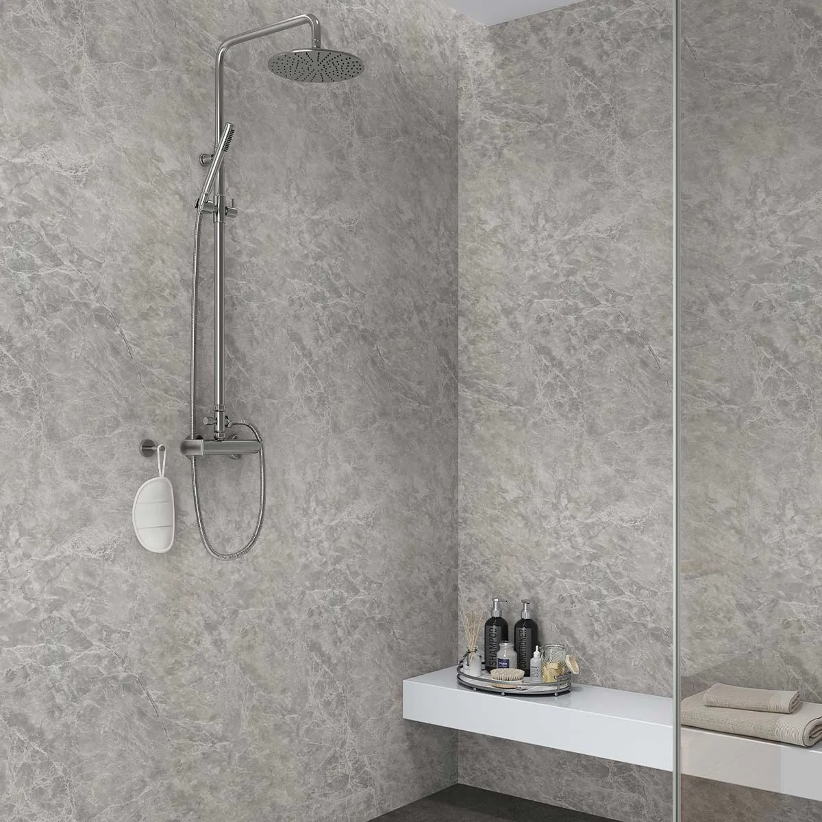 Neptune Bardiglio Marble 1m Megaboard PVC Wall Panel 2400 x 1000 x 10mm Tongue & Groove
