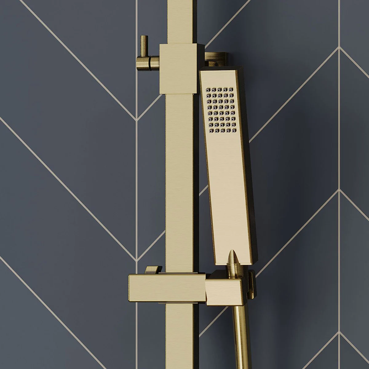 Cube Cool Touch Thermostatic Dual Function Bar Valve Shower System with Fixed Shower Head Brushed Brass