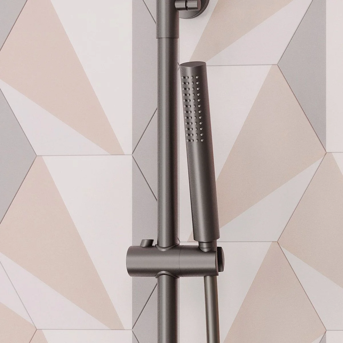 Globe Cool Touch Thermostatic Dual Function Bar Valve Shower System with Fixed Shower Head Gunmetal