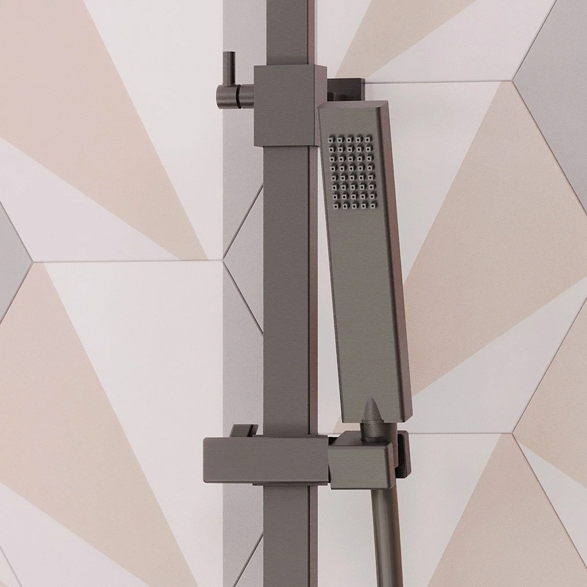 Cube Cool Touch Thermostatic Dual Function Bar Valve Shower System with Fixed Shower Head Gunmetal