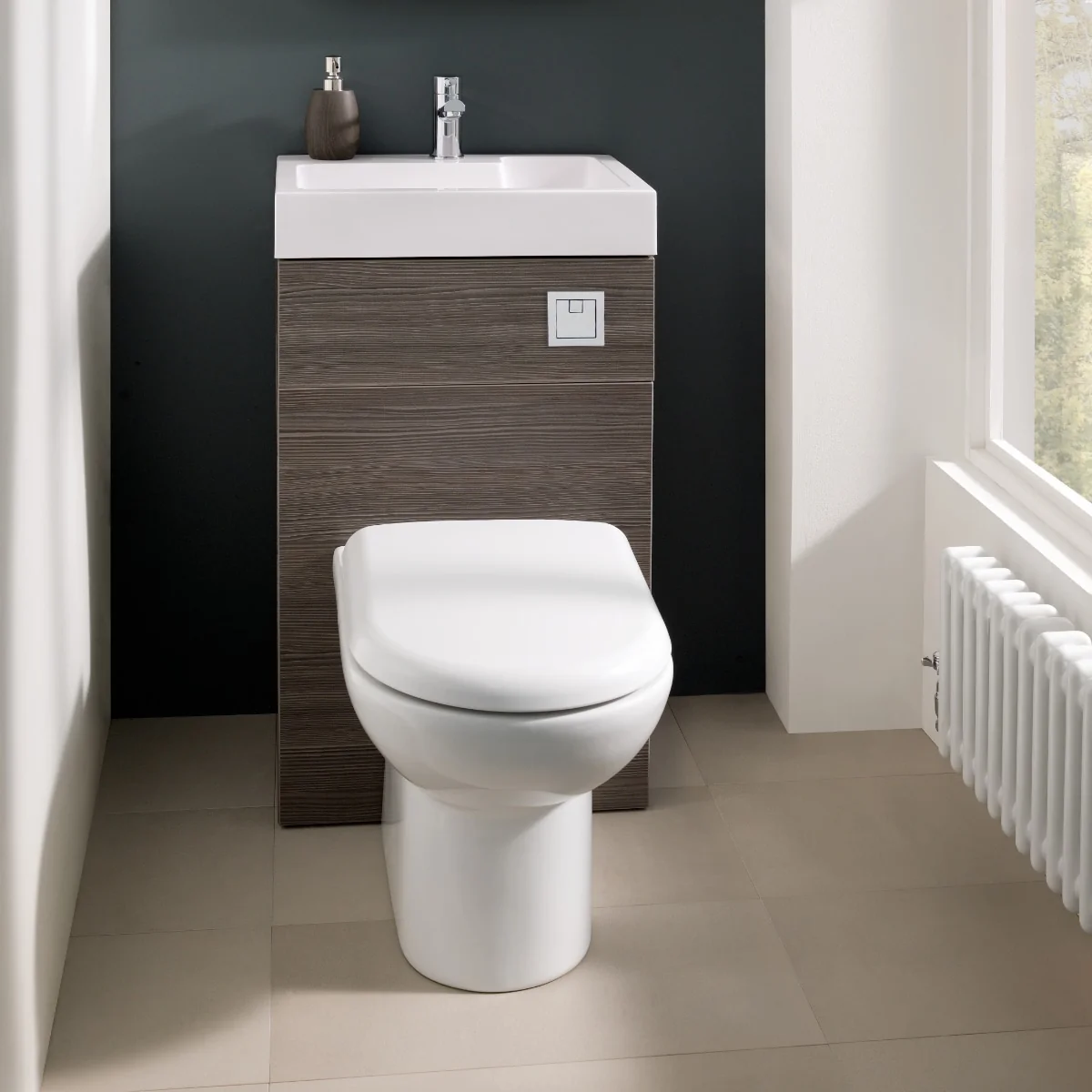Nuie Athena Two In One Vanity & Toilet Unit Grey Avola 500mm