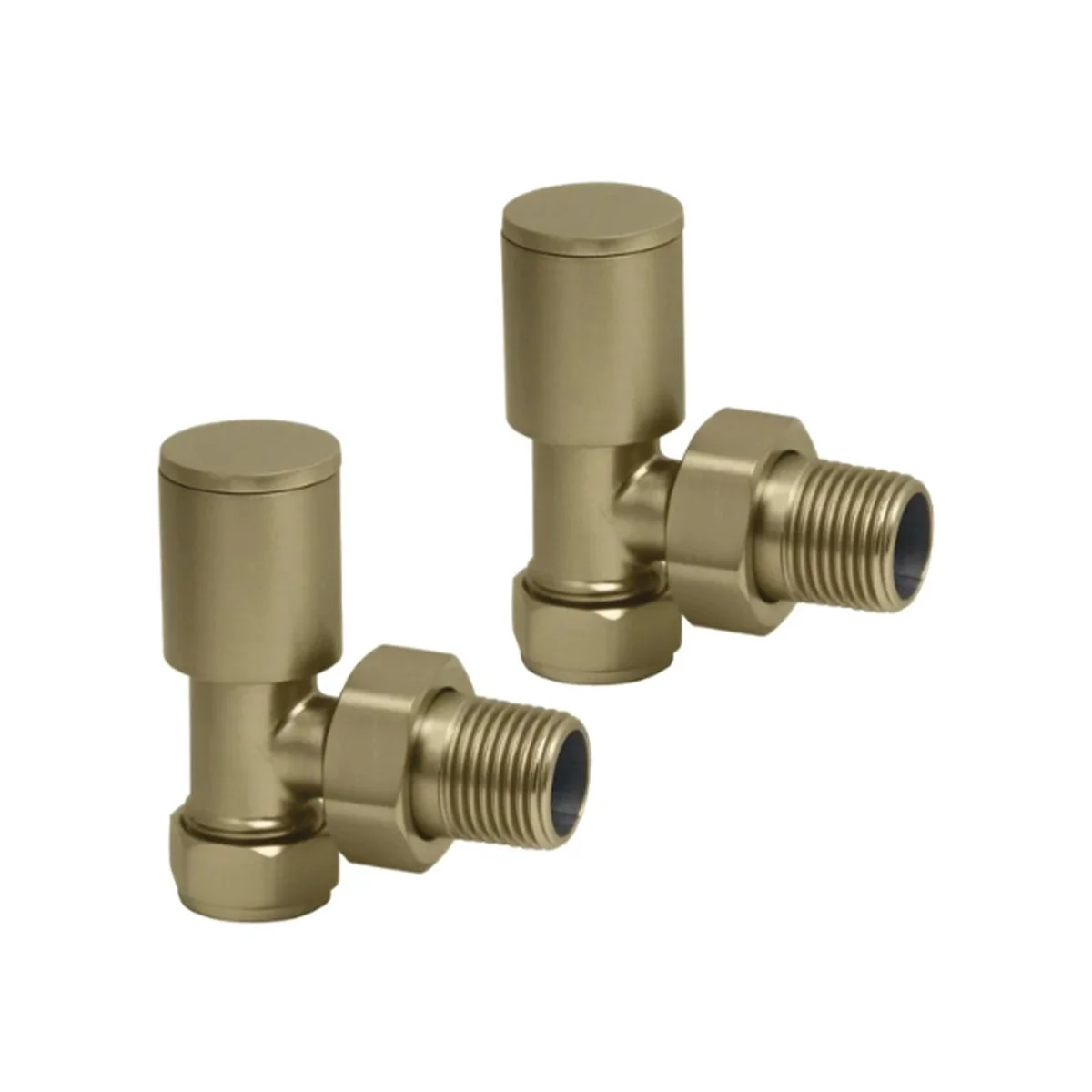 Manual Round Angled Radiator Valves Brushed Brass
