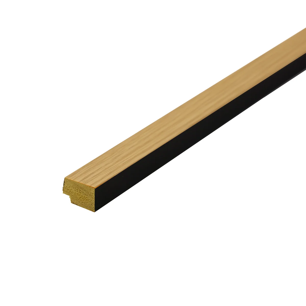 Slatwall Waterproof Oak & Black Wooden Wall Panel End Cap Grooved 2400mm