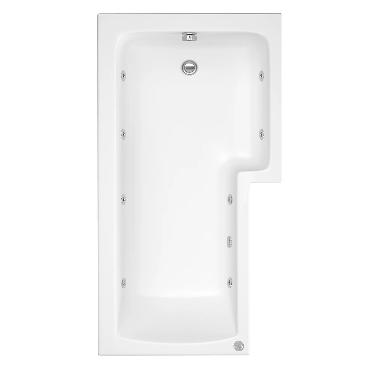 Trojan Solarna L Shape 8 Jet Whirlpool Shower Bath 1700 x 850 with Bath Waste Right Hand