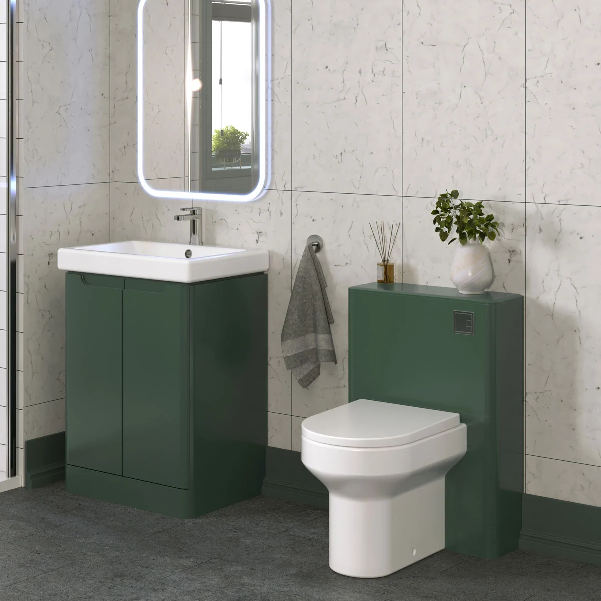 Soul Back to Wall Toilet Unit Matt Green 550mm