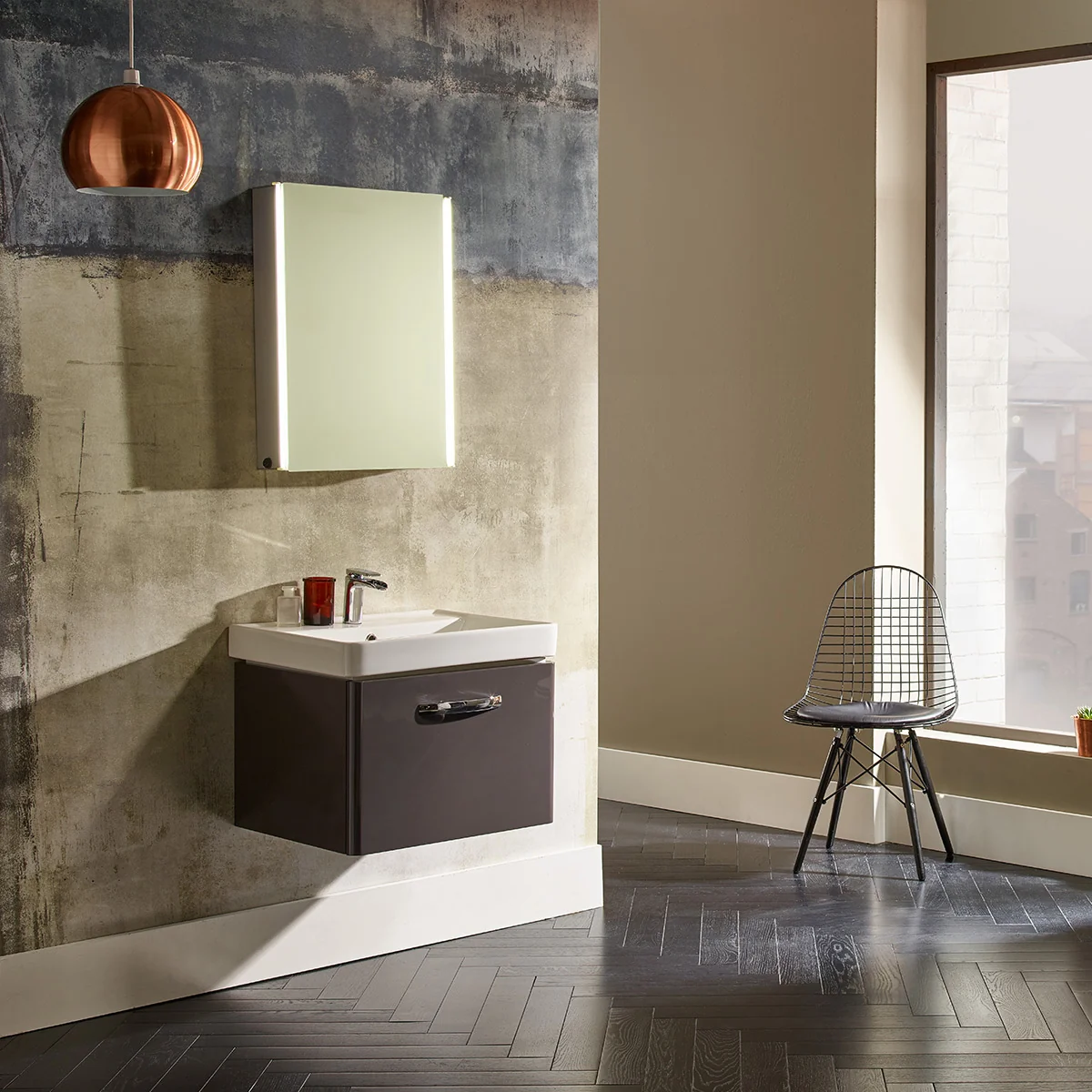 Tavistock Compass Wall Hung Vanity Unit & Basin Clay Gloss 500mm