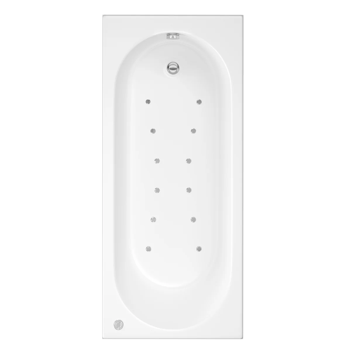 Trojan Cascade Single Ended 12 Jet Heated Air Spa Bath 1700 x 700 with Bath Waste