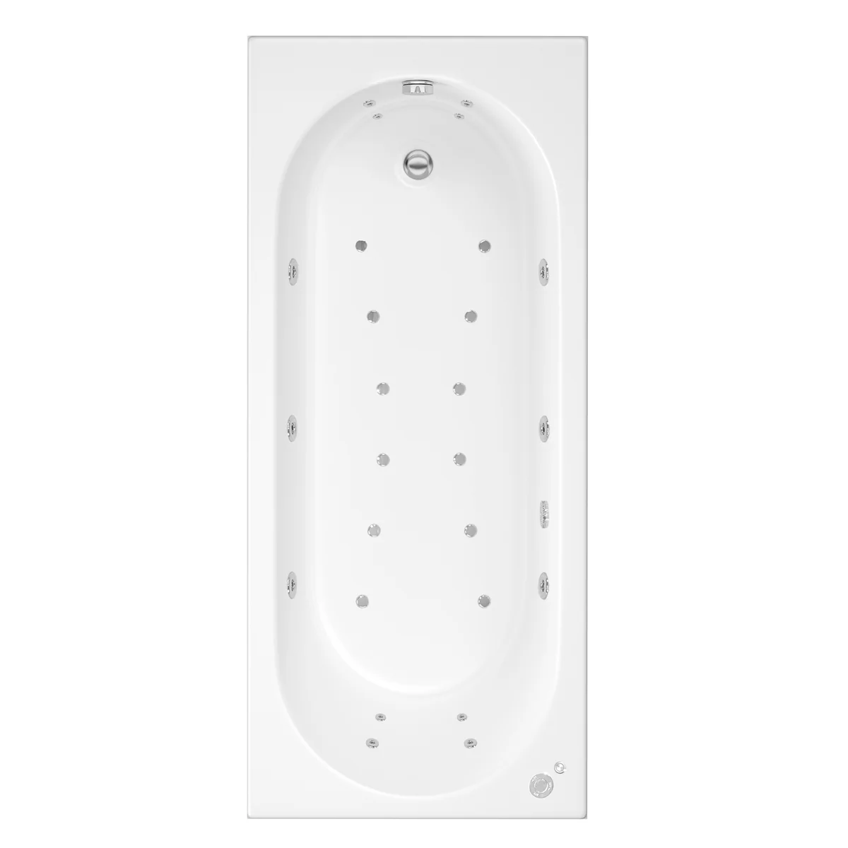 Trojan Cascade Single Ended 26 Jet Heated Air Spa Whirlpool Bath 1800 x 800mm with Bath Waste