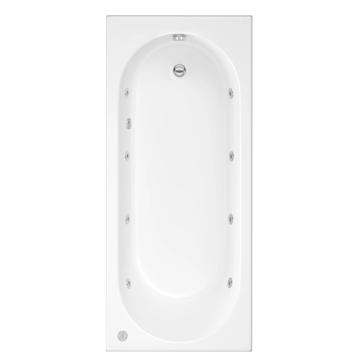 Trojan Cascade Reinforced Single Ended 8 Jet Whirlpool Bath 1700 x 700 with Bath Waste