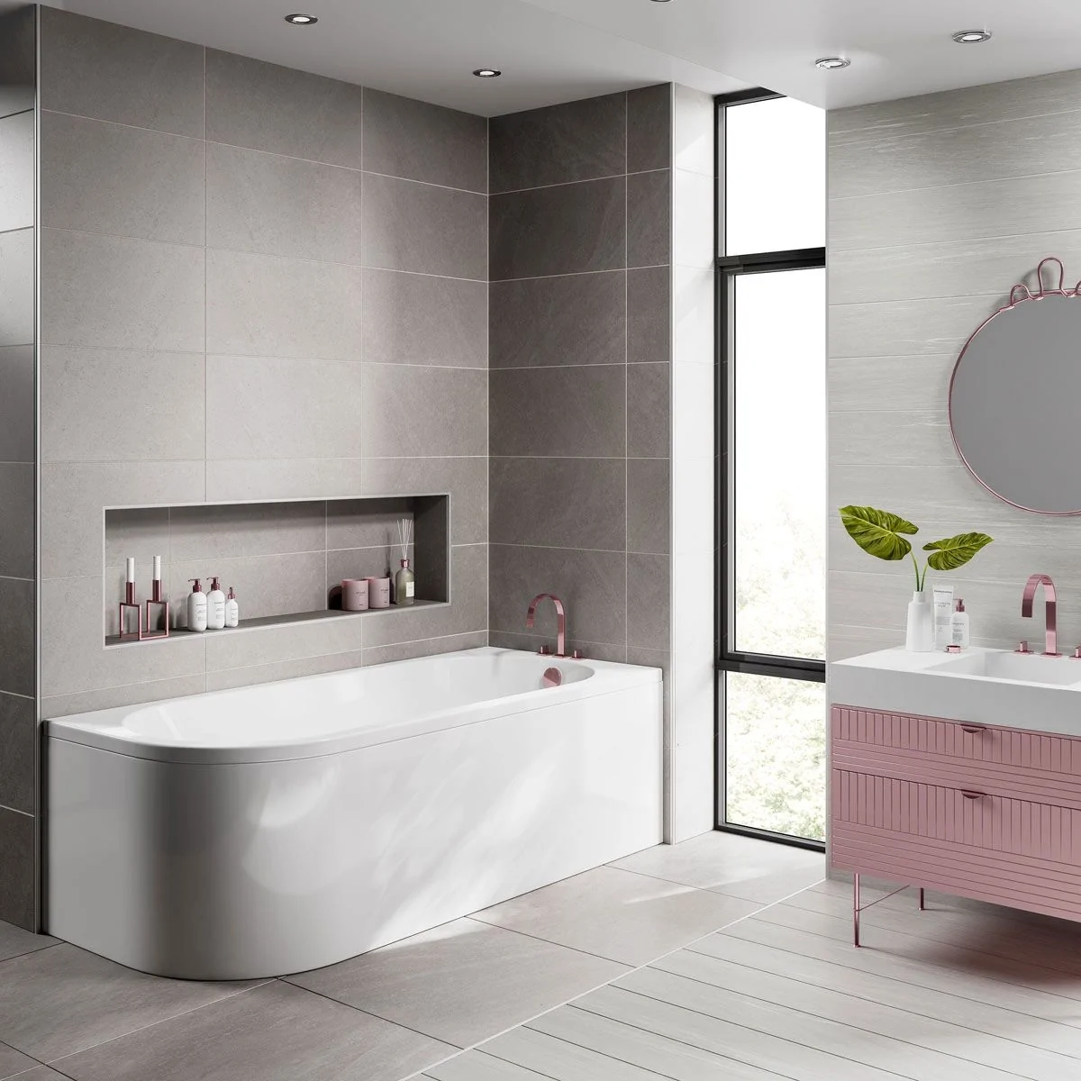 Trojancast J Shape Reinforced Bath 1700 x 750mm with Panel Right Hand