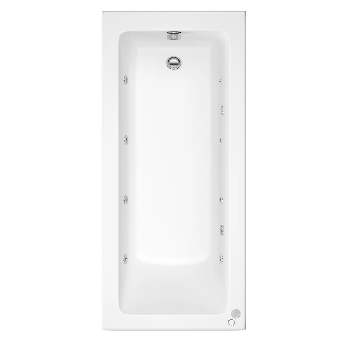 Trojan Solarna Single Ended 8 Jet Whirlpool Bath 1675 x 700 with LED Light & Bath Waste