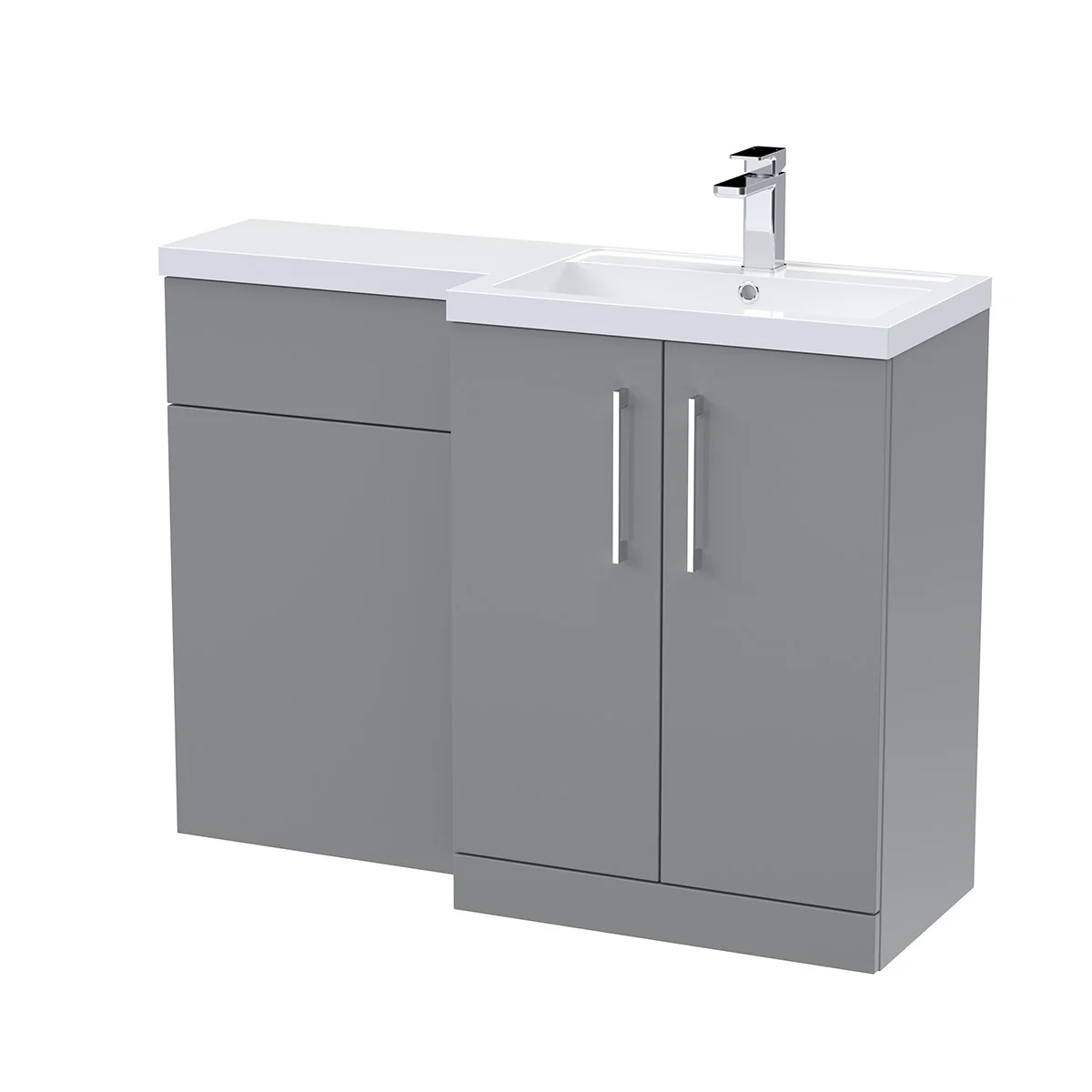 Arno 1105mm Vanity Unit & WC Unit Combination - Satin Grey (Right Hand)