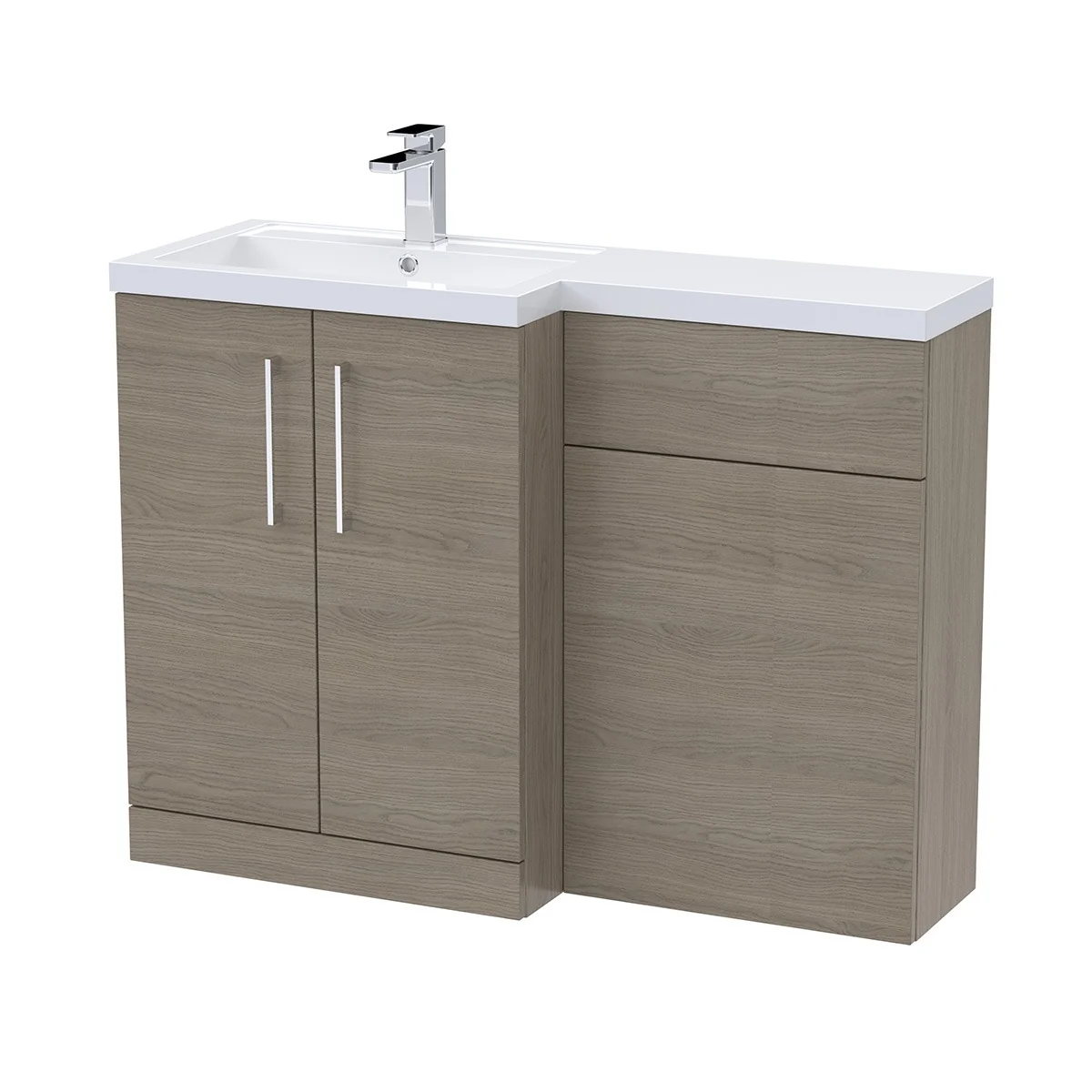 Arno 1105mm Vanity Unit & WC Unit Combination - Solace Oak (Left Hand)