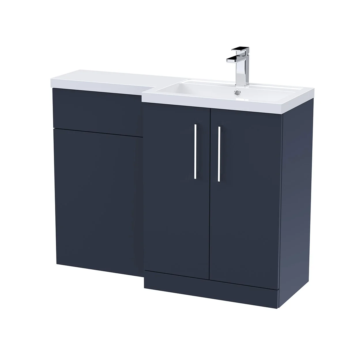 Arno 1105mm Vanity Unit & WC Unit Combination - Indigo Blue (Right Hand)