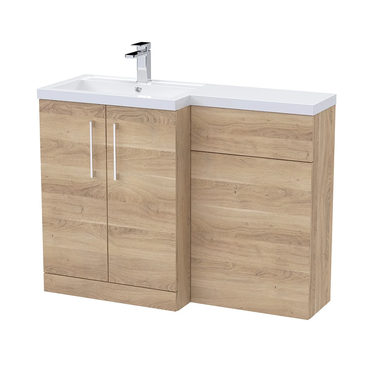 Arno 1105mm Vanity Unit & WC Unit Combination - Bleached Oak (Left Hand)