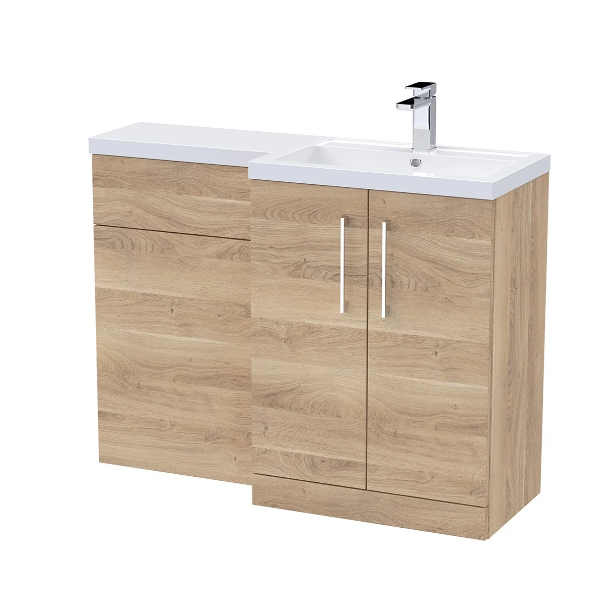Arno 1105mm Vanity Unit & WC Unit Combination - Bleached Oak (Right Hand)