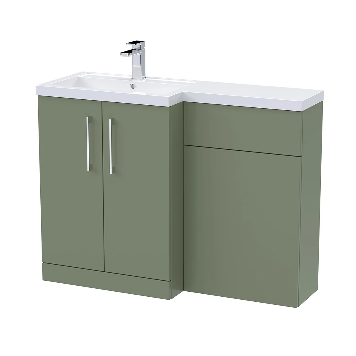 Arno 1105mm Vanity Unit & WC Unit Combination - Green (Left Hand)