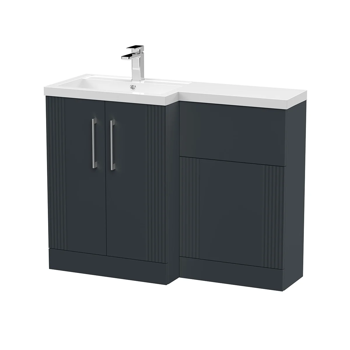 Nuie Deco 1105mm Vanity Unit & WC Unit Combination - Satin Black (Left Hand)