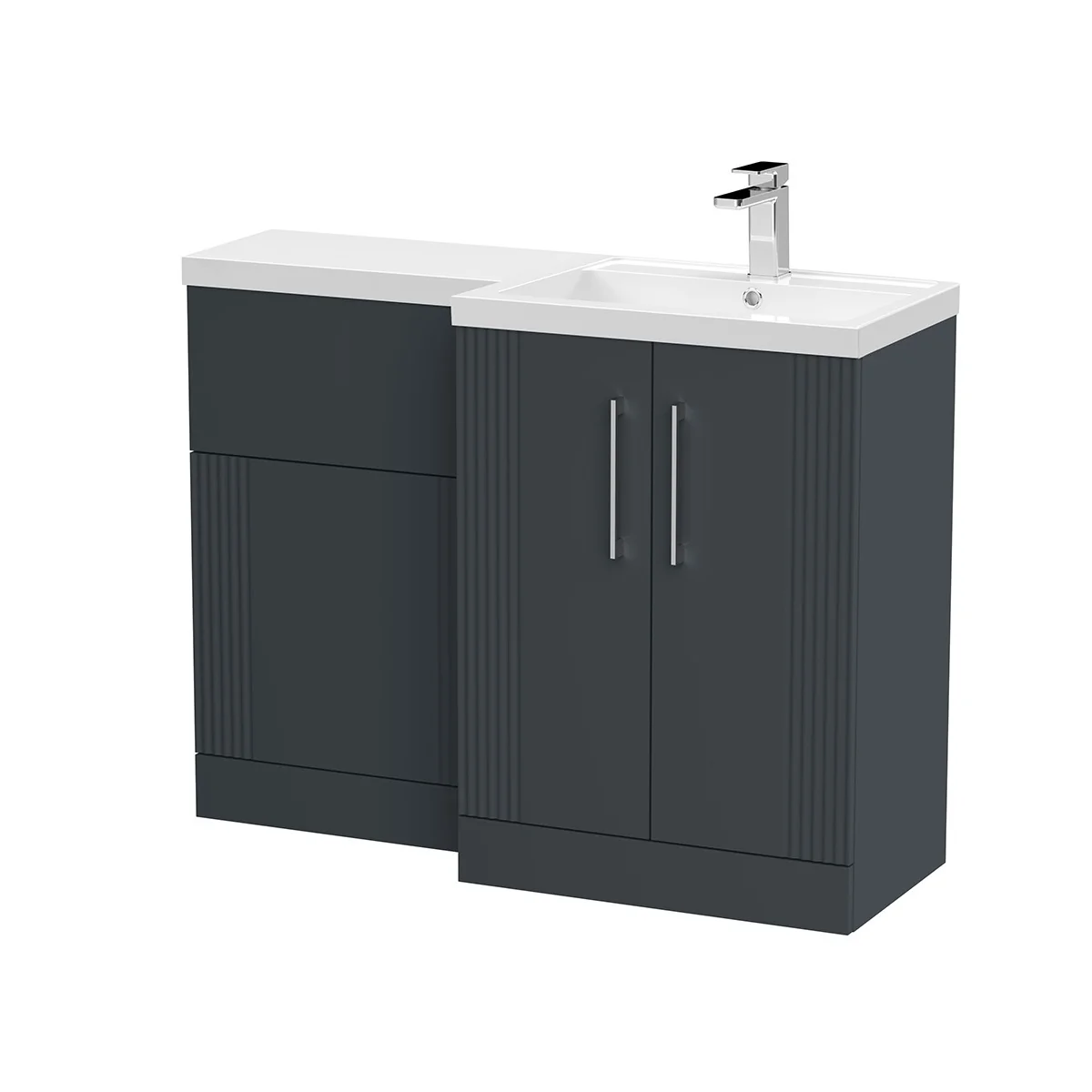 Nuie Deco 1105mm Vanity Unit & WC Unit Combination - Satin Black (Right Hand)