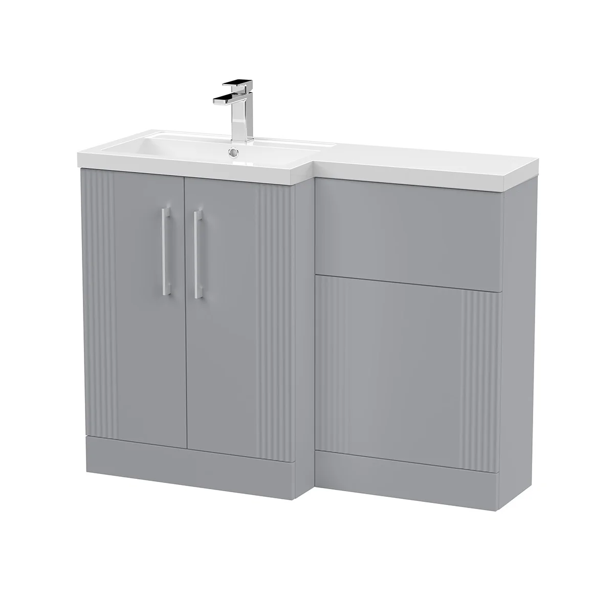 Nuie Deco 1105mm Vanity Unit & WC Unit Combination - Satin Grey (Left Hand)