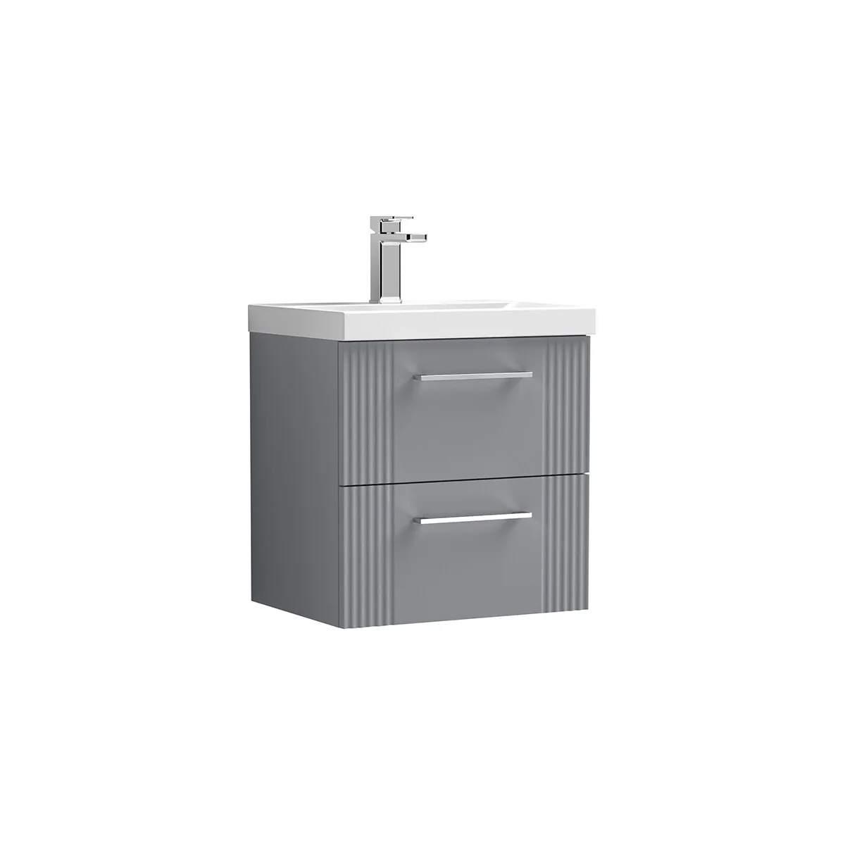 Deco 500mm Wall Hung 2 Drawer Vanity Unit & Basin - Satin Grey