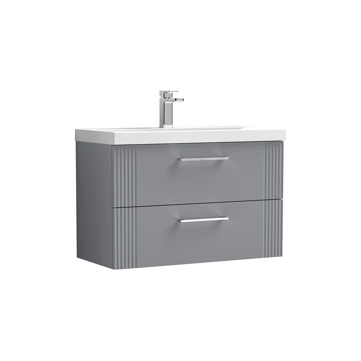 Deco 800mm Wall Hung 2 Drawer Vanity Unit & Basin - Satin Grey