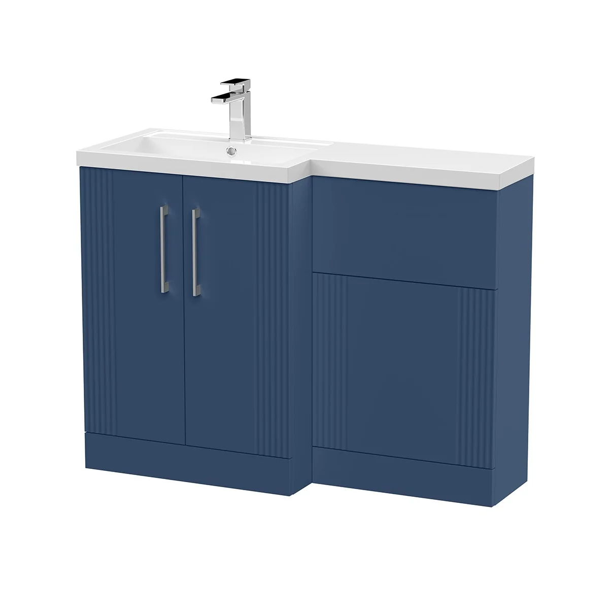 Nuie Deco 1105mm Vanity Unit & WC Unit Combination - Satin Blue (Left Hand)