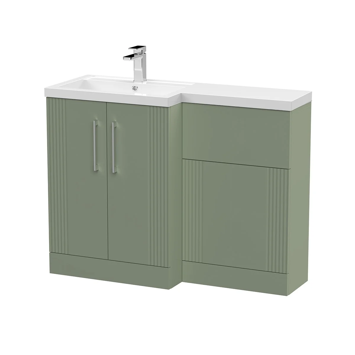 Nuie Deco 1105mm Vanity Unit & WC Unit Combination - Satin Green (Left Hand)