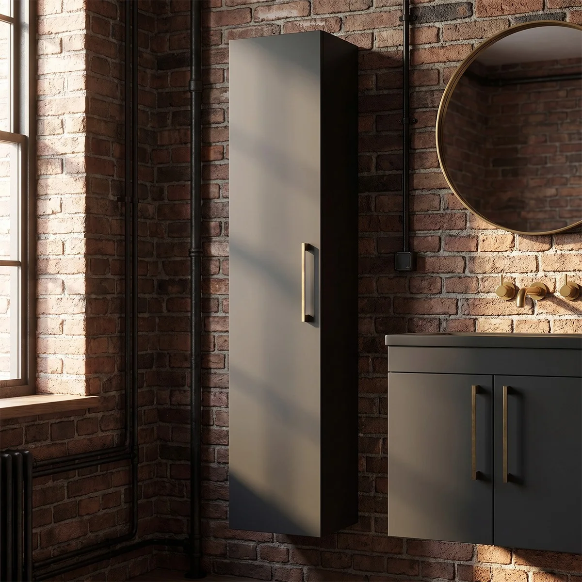 Arno 300mm Tall Bathroom Storage Unit - Soft Black