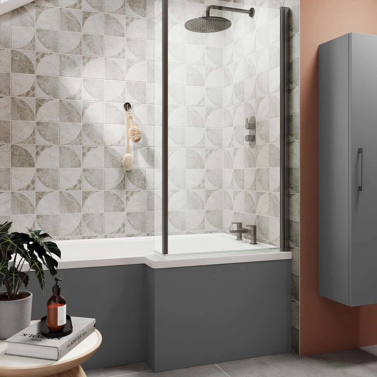 Arno 300mm Tall Bathroom Storage Unit - Satin Grey